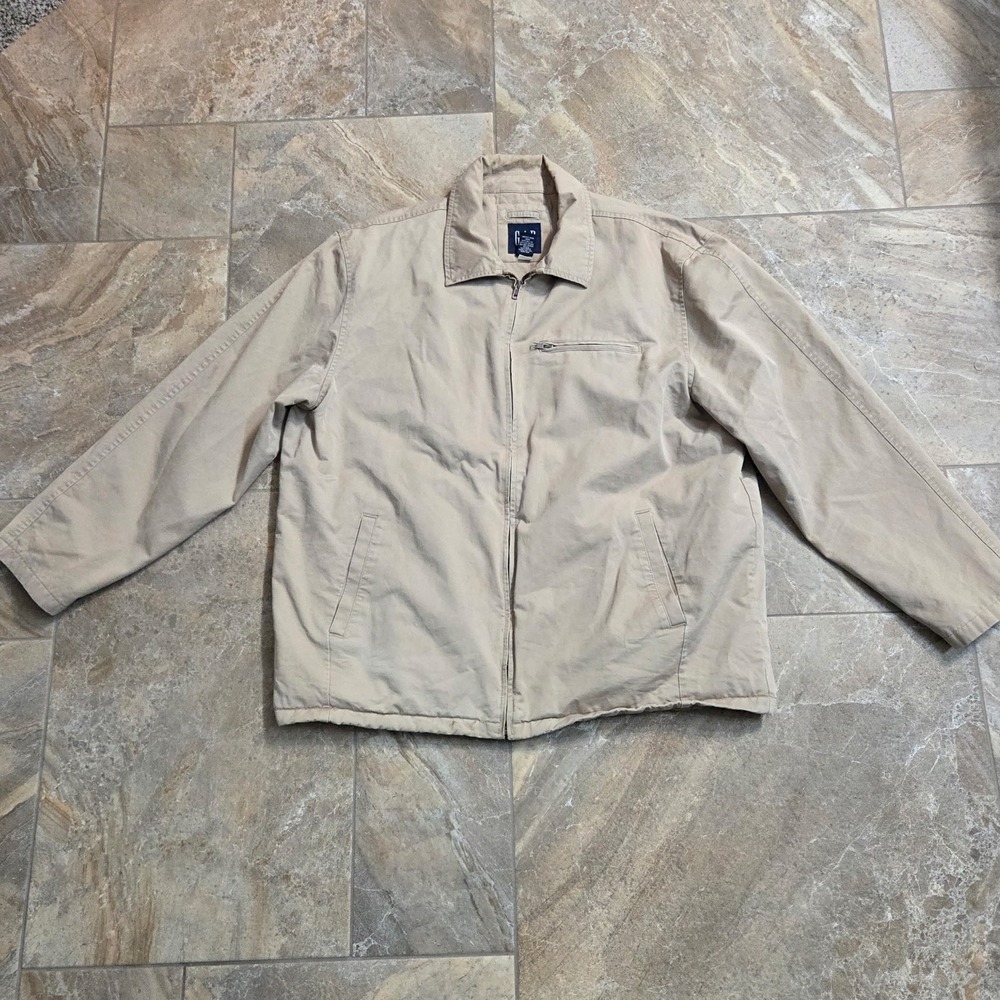 Vintage Gap Mens XXL Tan Harrington Jacket Full Zip Cotton Workwear